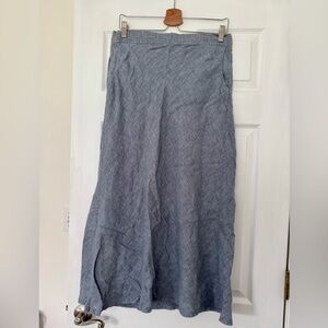 Eddie Bauer Light Blue A-Line 100% Linen Skirt with Pockets Size Large